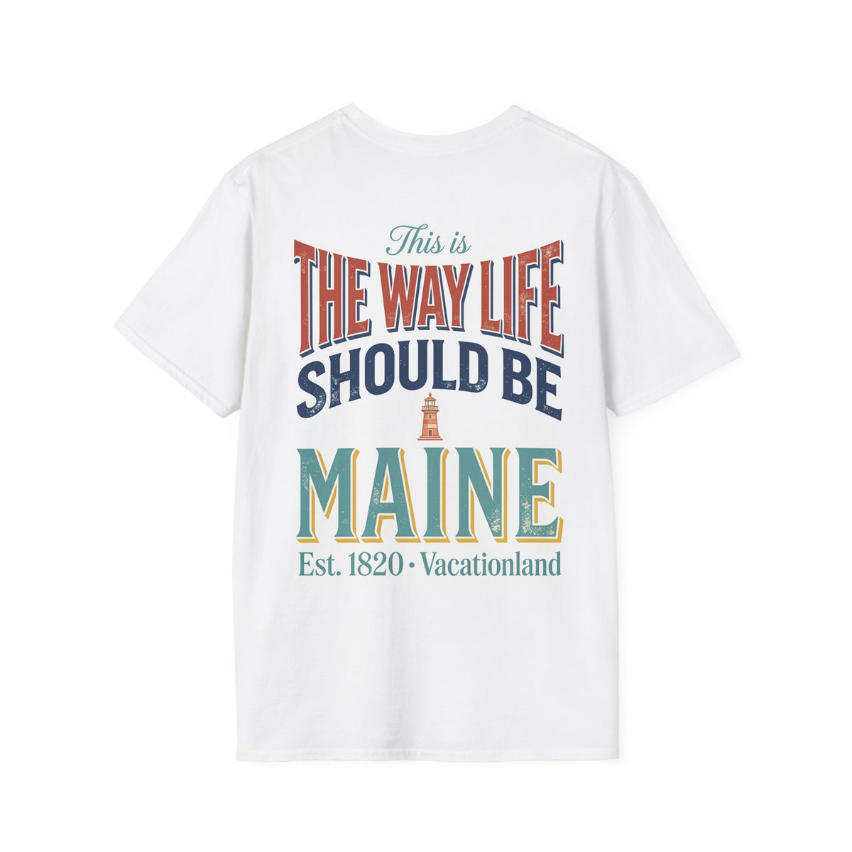 Vacationland Maine T-Shirt | Lobster Lighthouse Retro Design
