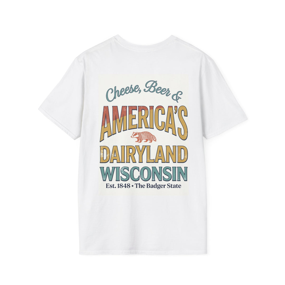 America's Dairyland T-Shirt | Wisconsin cheese cow map design