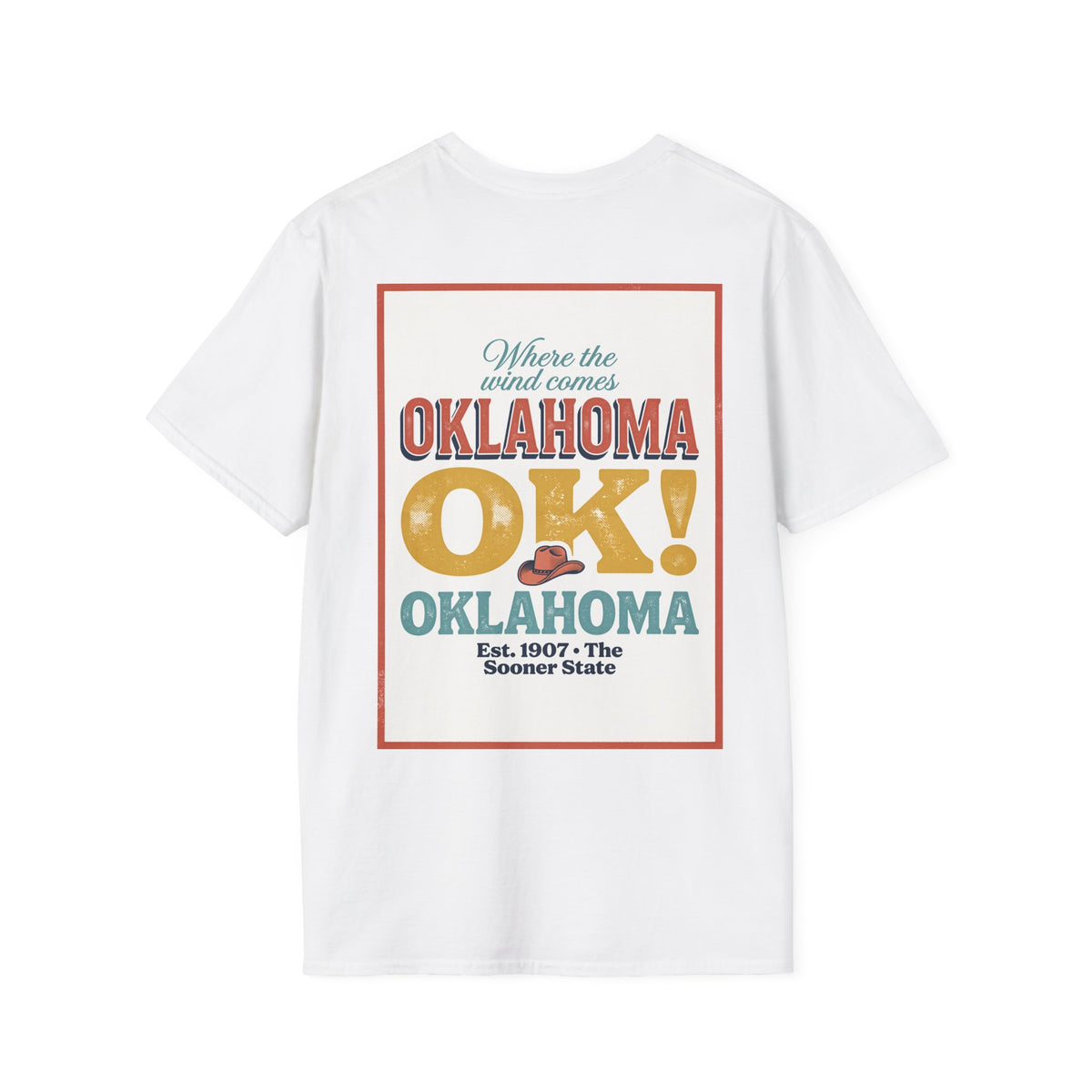 Native America Oklahoma T-Shirt | State Map Western Navajo Wheat Design
