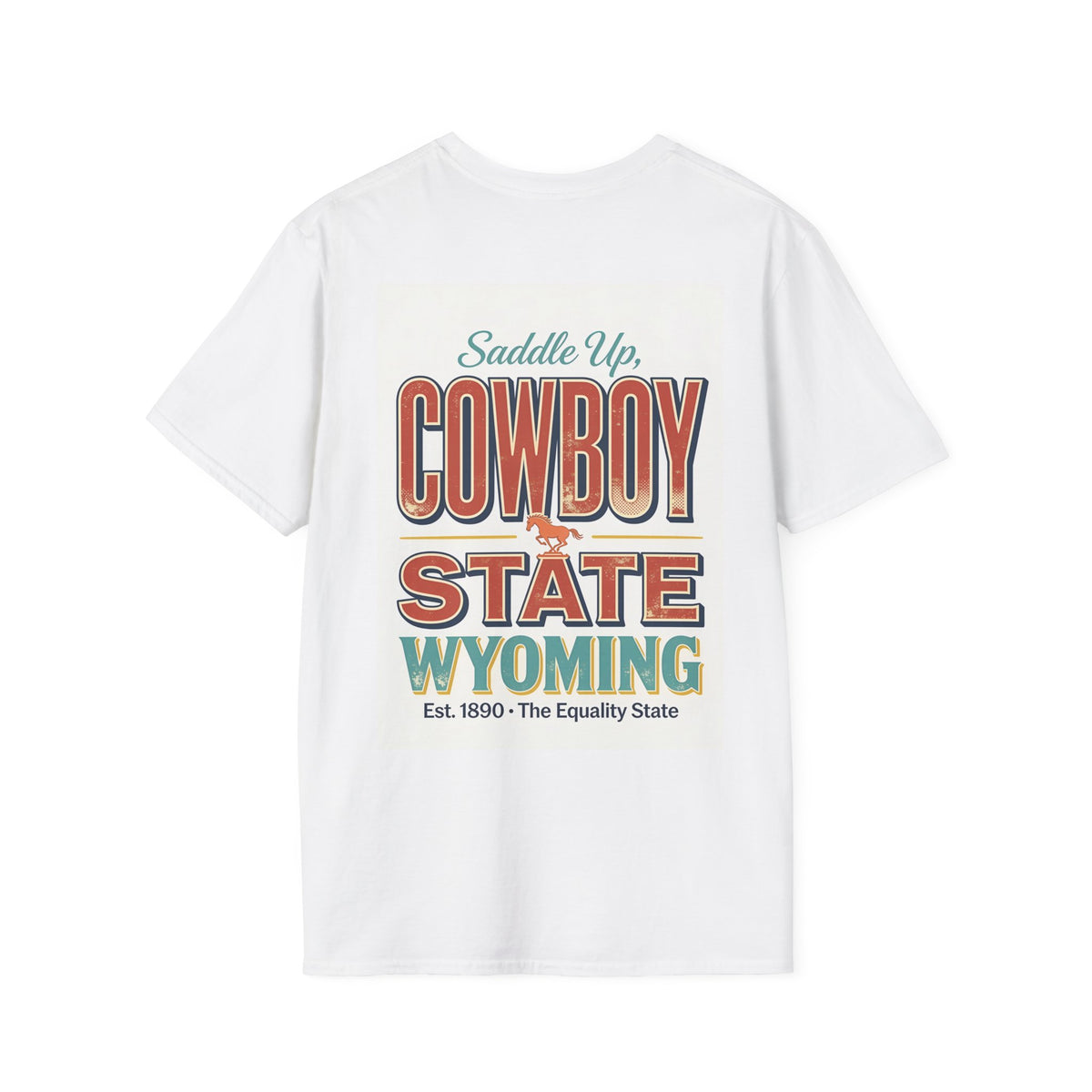 The Cowboy State Wyoming T-Shirt | Retro Mountain Rodeo Design