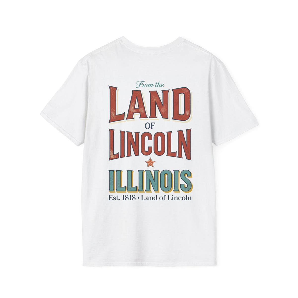 Land of Lincoln Illinois T-Shirt | State Skyline Retro Sunset