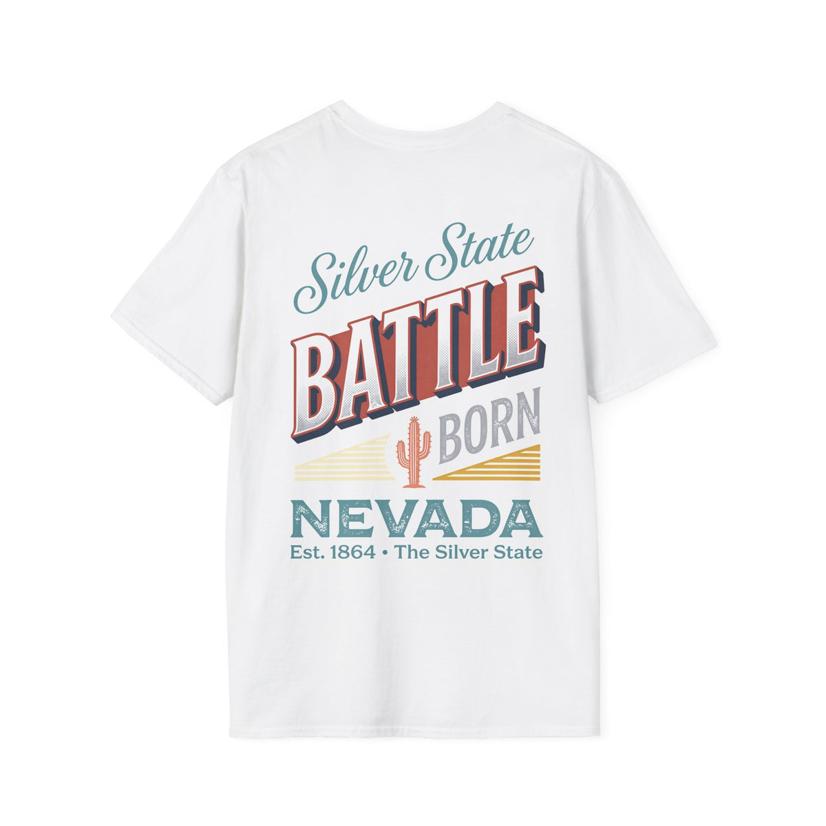 The Silver State Nevada T-Shirt | Retro Desert Cactus Sunset Poker Design