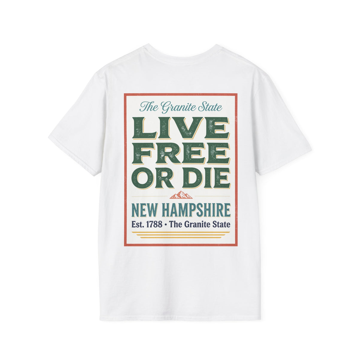 Live Free or Die New Hampshire T-Shirt | Vintage Mountain Sunset