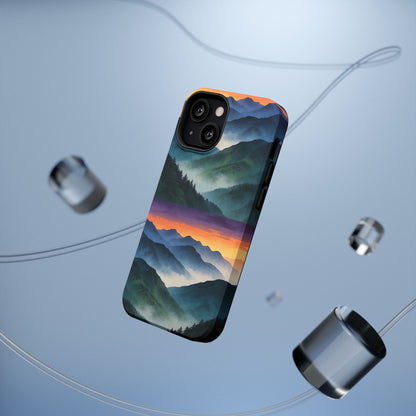 Mountain Mist Sunset Phone Case — Impact-Resistant Protective Cover