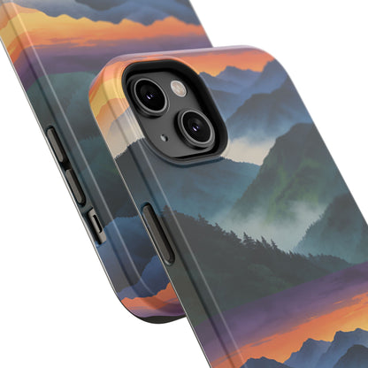 Mountain Mist Sunset Phone Case — Impact-Resistant Protective Cover