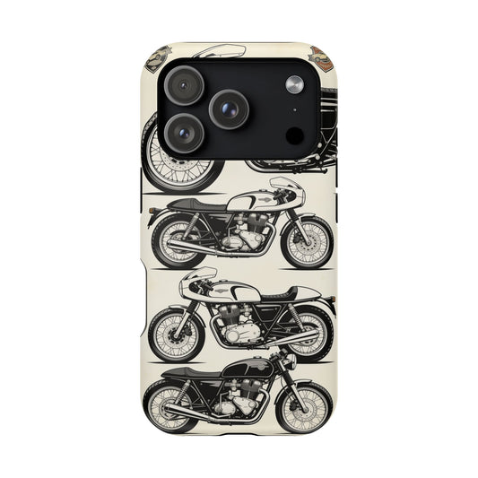 Retro Motorcycle Impact Phone Case — Vintage Cafe Racer Design