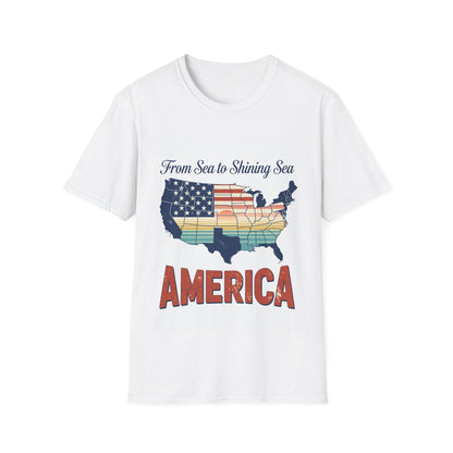 Patriotic "From Sea to Shining Sea" T-Shirt — USA Map Flag Tee