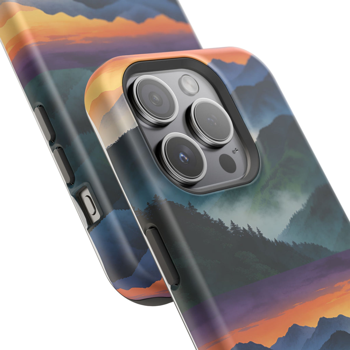 Mountain Mist Sunset Phone Case — Impact-Resistant Protective Cover