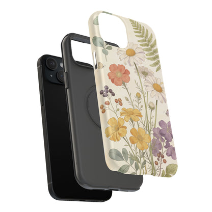 Floral Wildflower Impact-Resistant Phone Case — Daisy & Fern Protective Cover