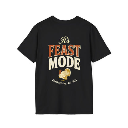 Feast Mode T-Shirt — Vintage Thanksgiving Turkey Graphic Black Tee