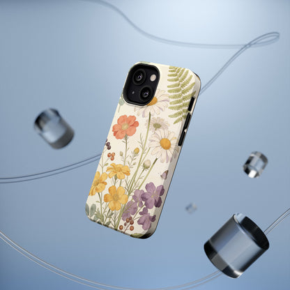 Floral Wildflower Impact-Resistant Phone Case — Daisy & Fern Protective Cover