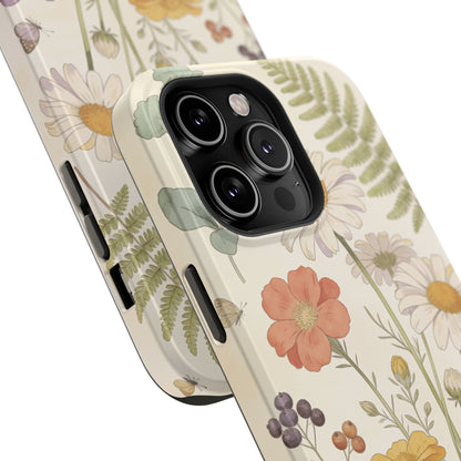 Floral Wildflower Impact-Resistant Phone Case — Daisy & Fern Protective Cover