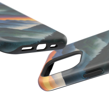 Mountain Mist Sunset Phone Case — Impact-Resistant Protective Cover
