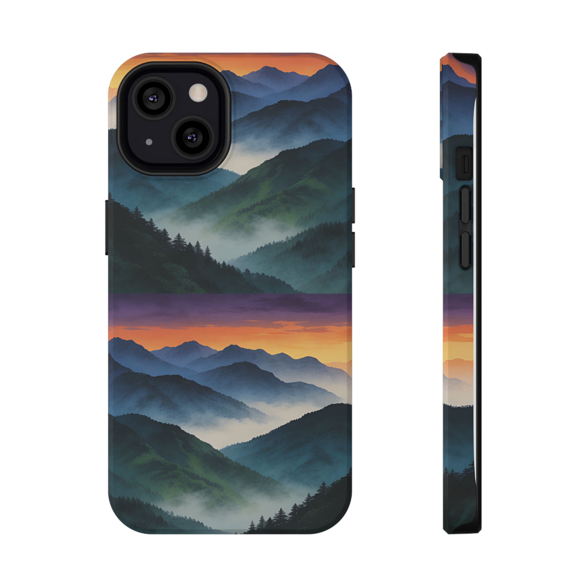 Mountain Mist Sunset Phone Case — Impact-Resistant Protective Cover
