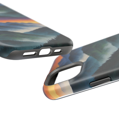 Mountain Mist Sunset Phone Case — Impact-Resistant Protective Cover