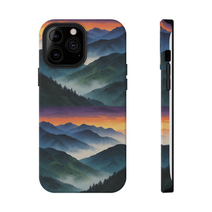 Mountain Mist Sunset Phone Case — Impact-Resistant Protective Cover