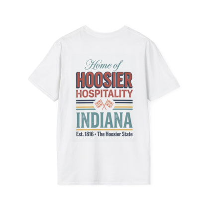 The Hoosier State Indiana Tee | State Outline Cardinal Racing Flag