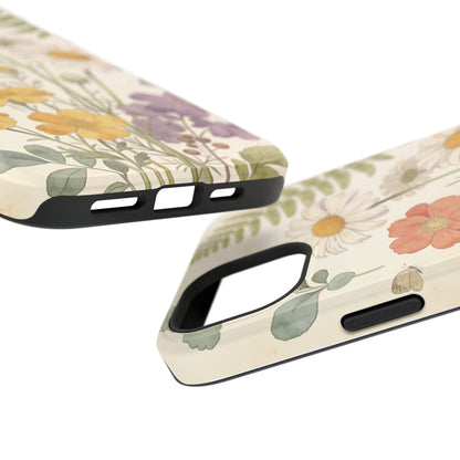 Floral Wildflower Impact-Resistant Phone Case — Daisy & Fern Protective Cover
