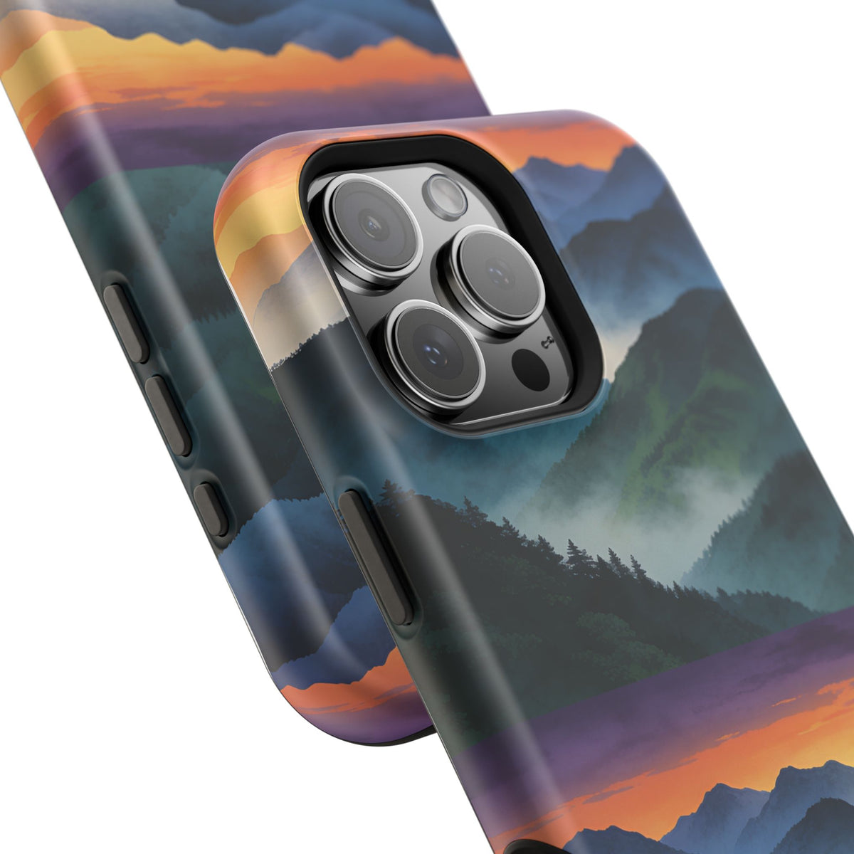 Mountain Mist Sunset Phone Case — Impact-Resistant Protective Cover