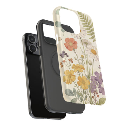 Floral Wildflower Impact-Resistant Phone Case — Daisy & Fern Protective Cover