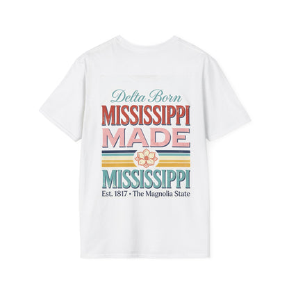 The Magnolia State Mississippi T-Shirt | Retro Sunset State Map