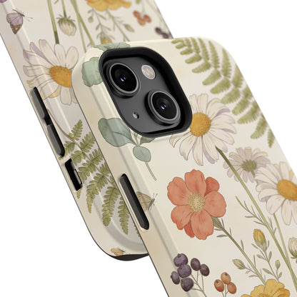 Floral Wildflower Impact-Resistant Phone Case — Daisy & Fern Protective Cover
