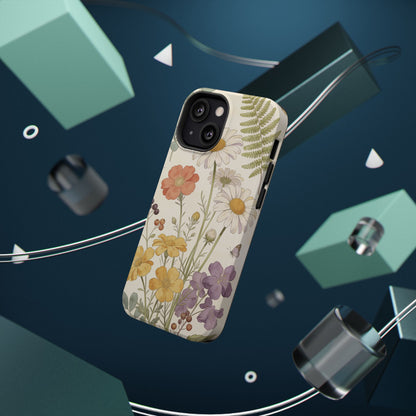 Floral Wildflower Impact-Resistant Phone Case — Daisy & Fern Protective Cover