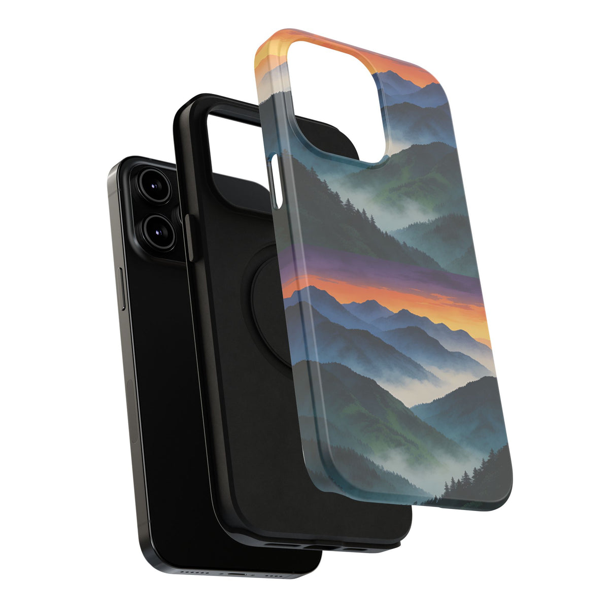 Mountain Mist Sunset Phone Case — Impact-Resistant Protective Cover