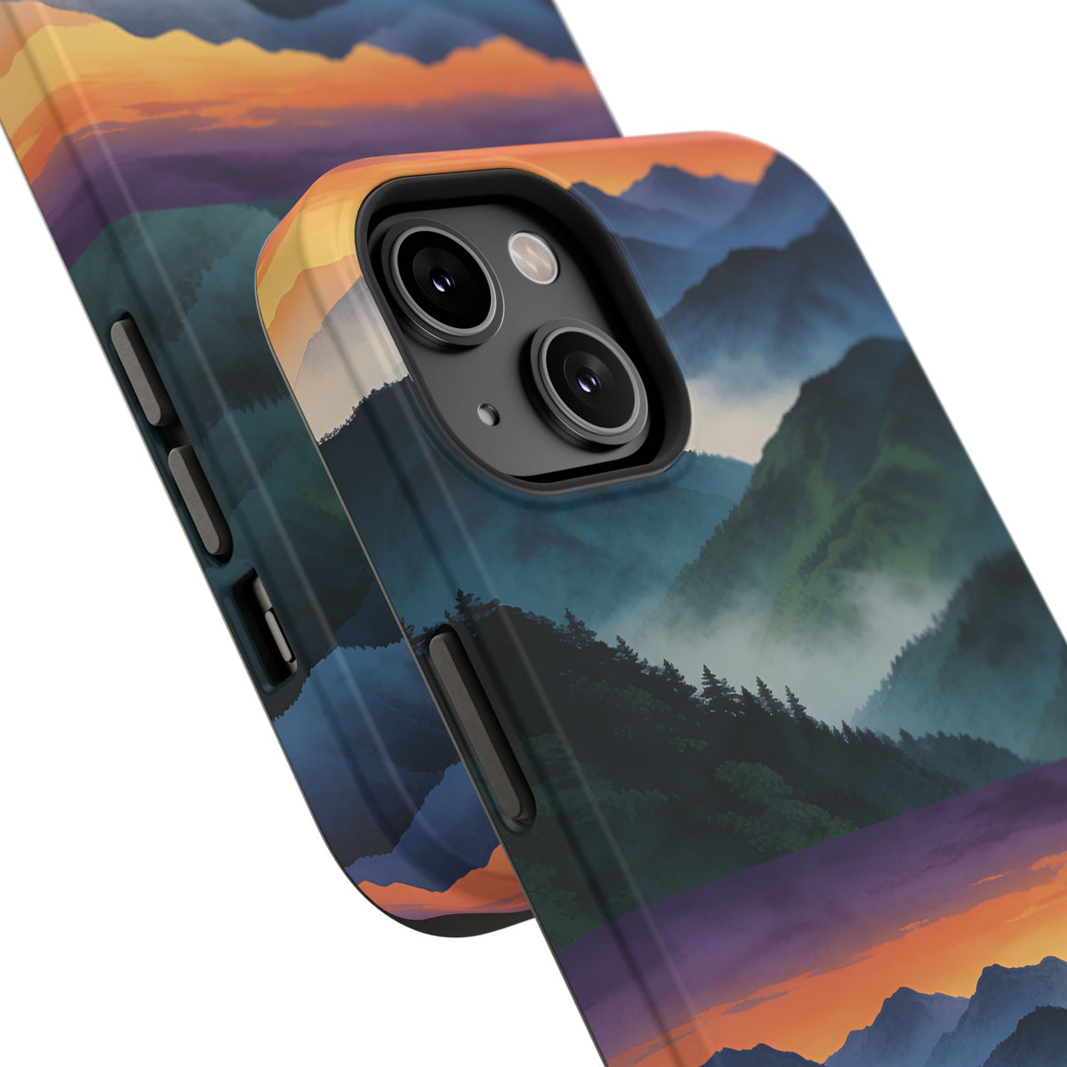 Mountain Mist Sunset Phone Case — Impact-Resistant Protective Cover