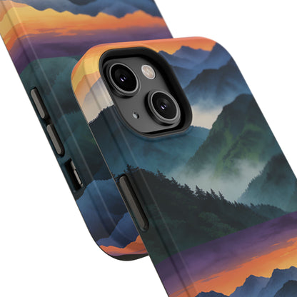 Mountain Mist Sunset Phone Case — Impact-Resistant Protective Cover