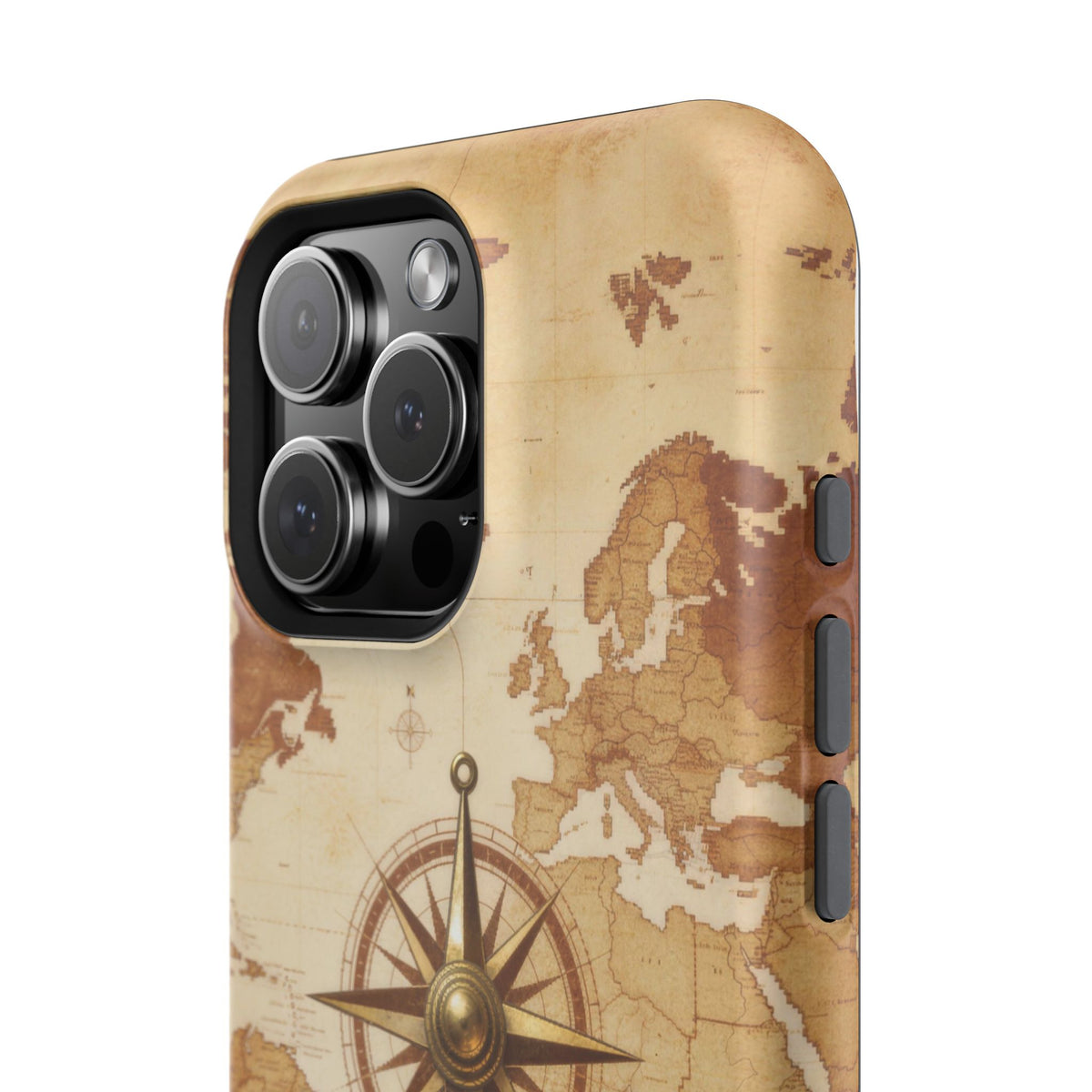 Vintage World Map Compass Phone Case — Nautical Explorer Impact-Resistant Case