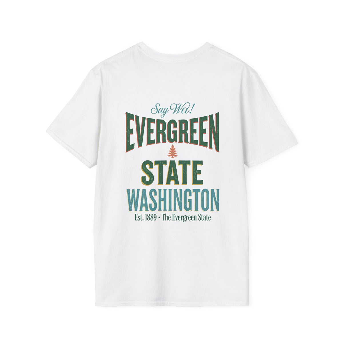 The Evergreen State Washington T-Shirt | Retro Sunset State Outline