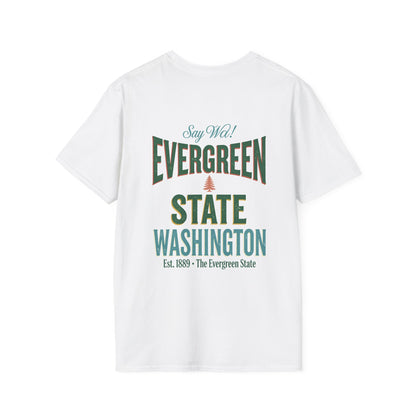The Evergreen State Washington T-Shirt | Retro Sunset State Outline