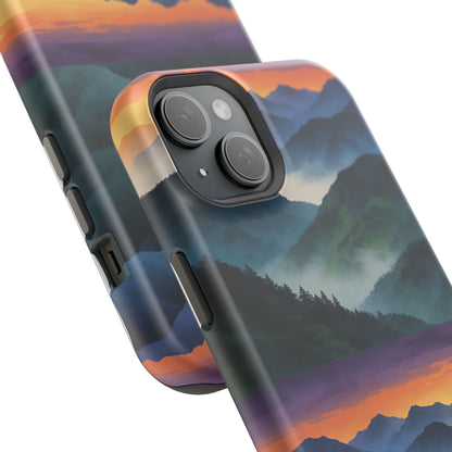 Mountain Mist Sunset Phone Case — Impact-Resistant Protective Cover
