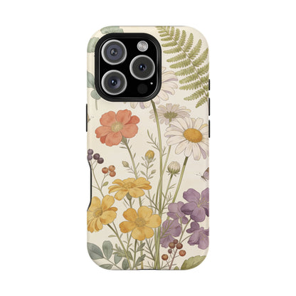 Floral Wildflower Impact-Resistant Phone Case — Daisy & Fern Protective Cover