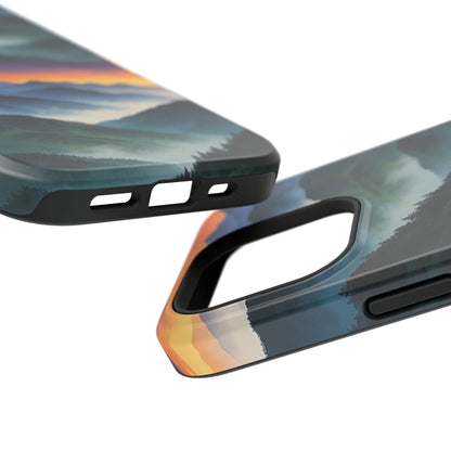 Mountain Mist Sunset Phone Case — Impact-Resistant Protective Cover