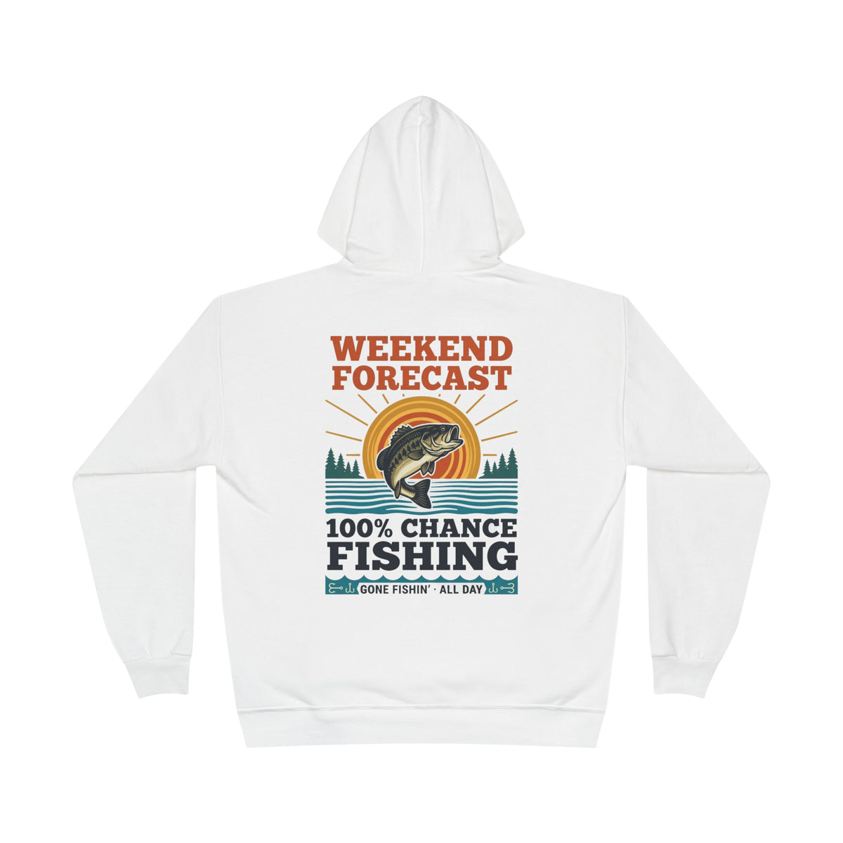 Gone Fishin' Hoodie — Retro 70s Bass Fishing Print, Weekend Forecast Angler Gift, Vintage Lake Life Pullover