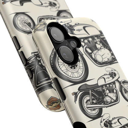 Retro Motorcycle Impact Phone Case — Vintage Cafe Racer Design