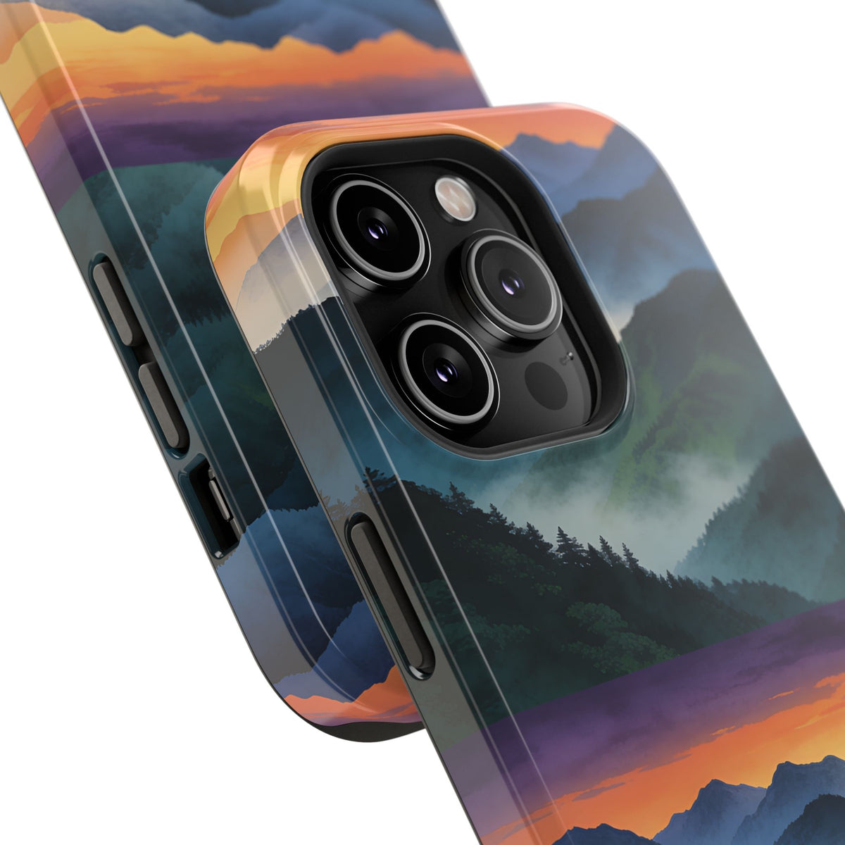 Mountain Mist Sunset Phone Case — Impact-Resistant Protective Cover