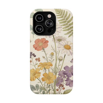 Floral Wildflower Impact-Resistant Phone Case — Daisy & Fern Protective Cover