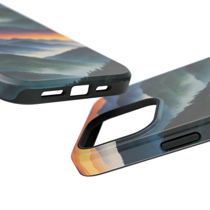 Mountain Mist Sunset Phone Case — Impact-Resistant Protective Cover