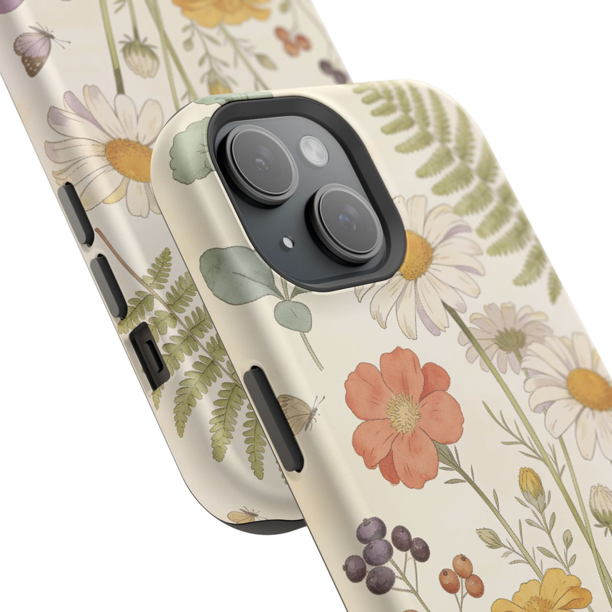 Floral Wildflower Impact-Resistant Phone Case — Daisy & Fern Protective Cover