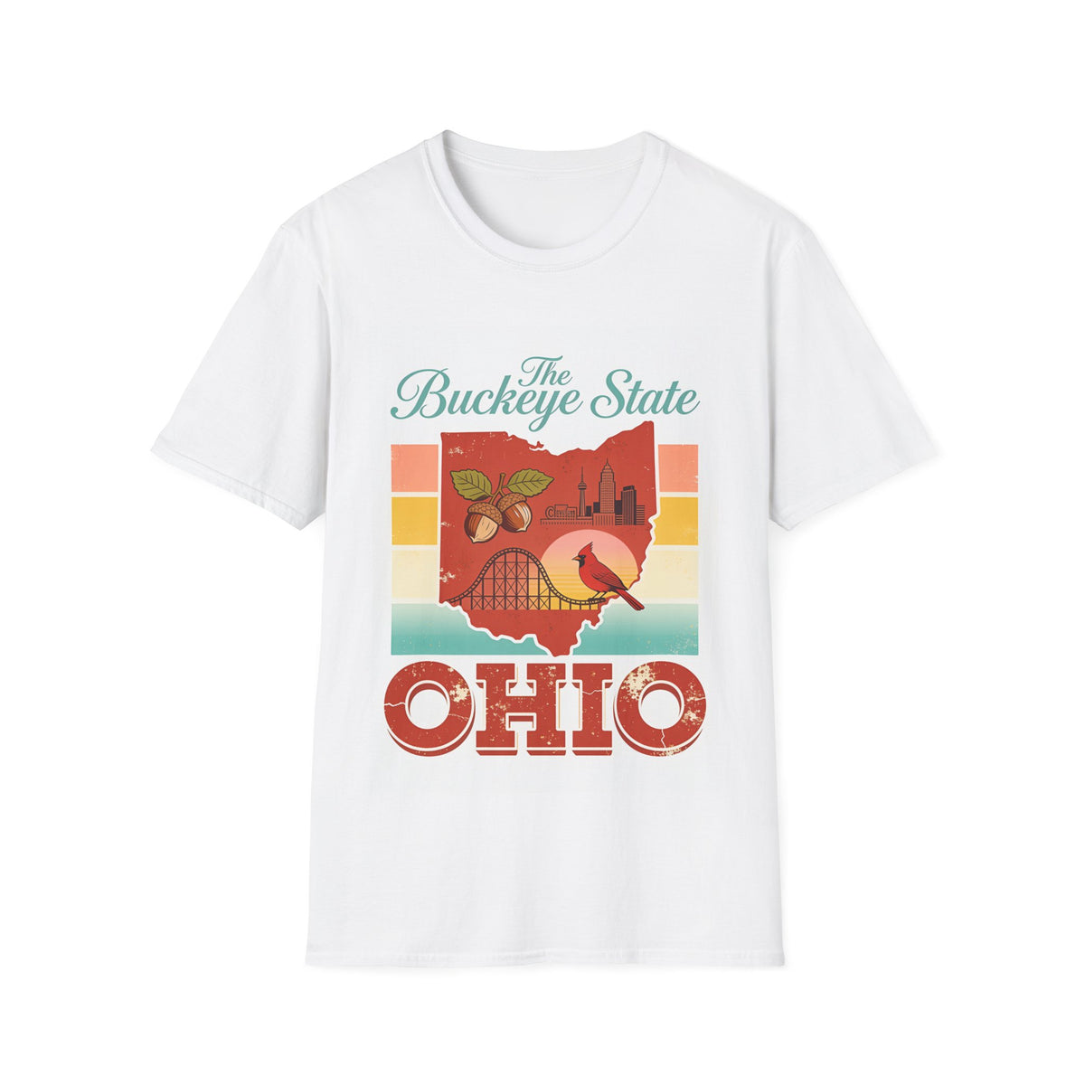 The Buckeye State Ohio T-Shirt | Vintage Ohio Map, Buckeyes & Skyline
