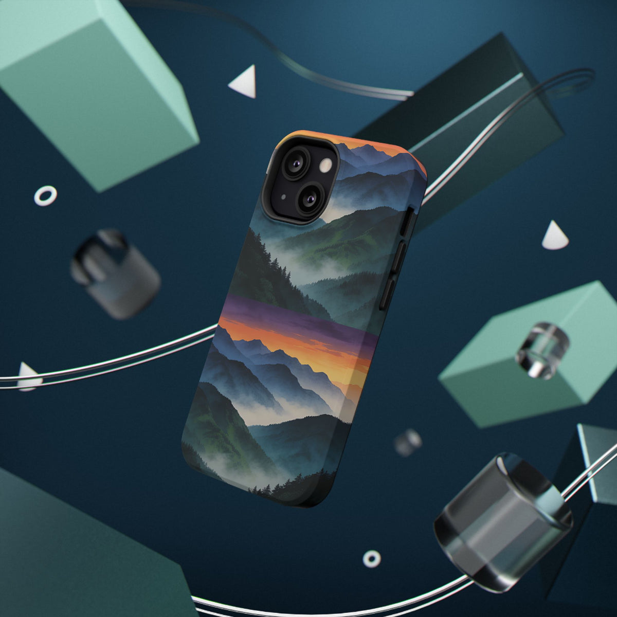 Mountain Mist Sunset Phone Case — Impact-Resistant Protective Cover