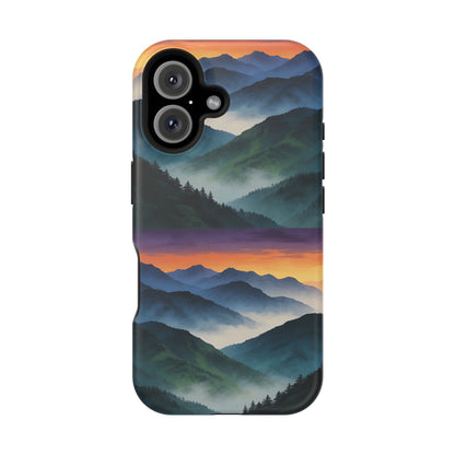 Mountain Mist Sunset Phone Case — Impact-Resistant Protective Cover
