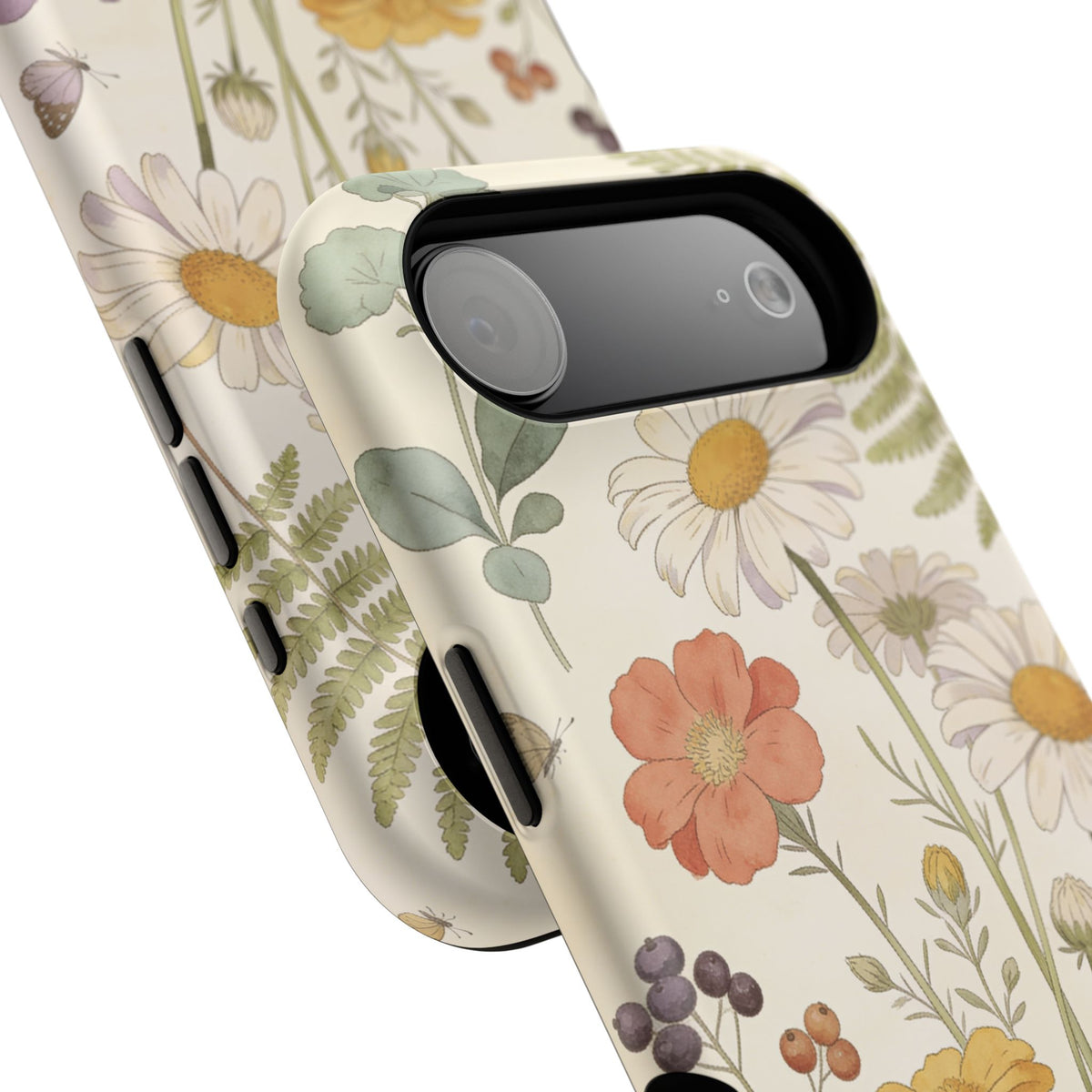 Floral Wildflower Impact-Resistant Phone Case — Daisy & Fern Protective Cover