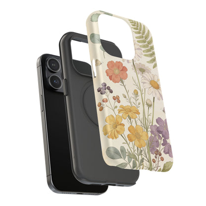 Floral Wildflower Impact-Resistant Phone Case — Daisy & Fern Protective Cover