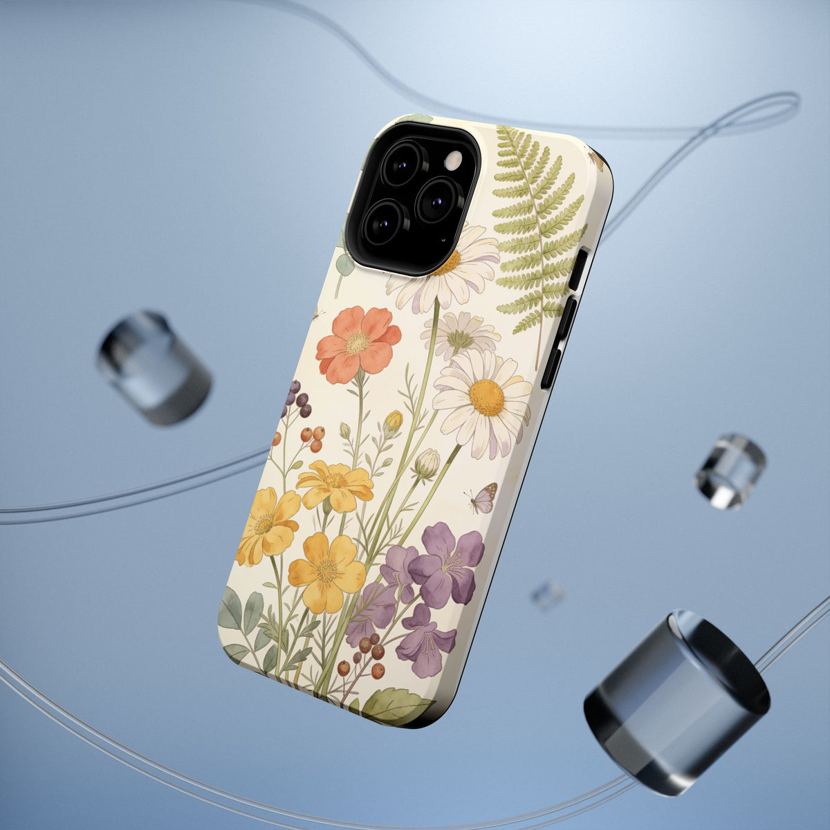 Floral Wildflower Impact-Resistant Phone Case — Daisy & Fern Protective Cover