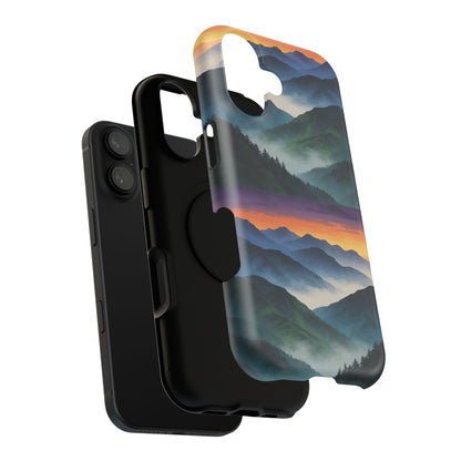 Mountain Mist Sunset Phone Case — Impact-Resistant Protective Cover