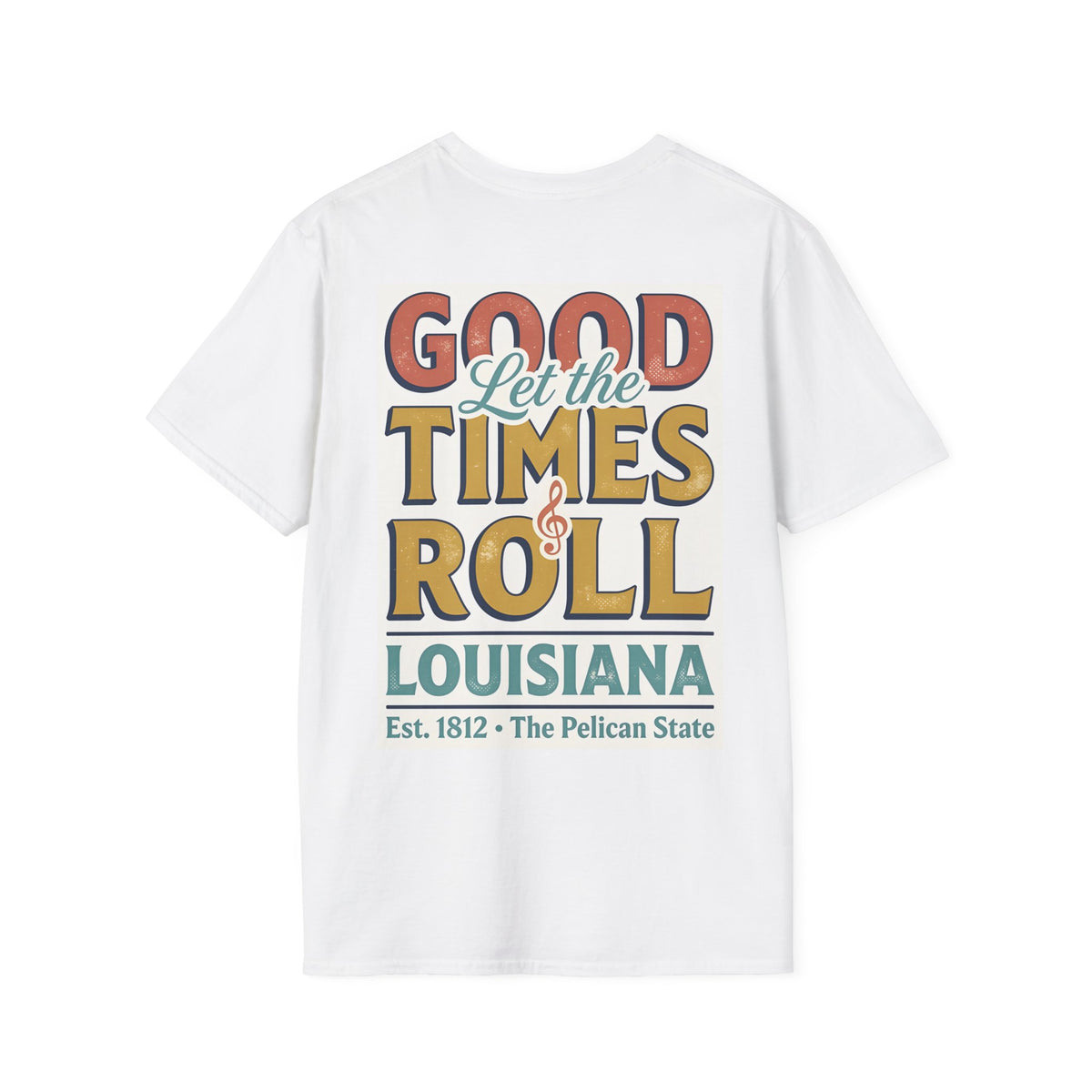 Laissez Les Bons Temps Rouler Louisiana T-Shirt | State Map, Trumpet, Sunset